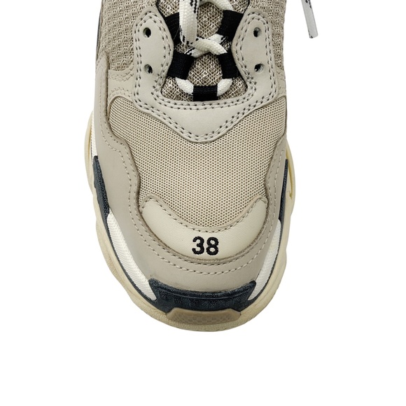 BALENCIAGA BEIGE / BLACK MESH AND HONEYCOMB MESH WOMEN'S TRIPLE S SNEAKERS - Picture 5 of 9